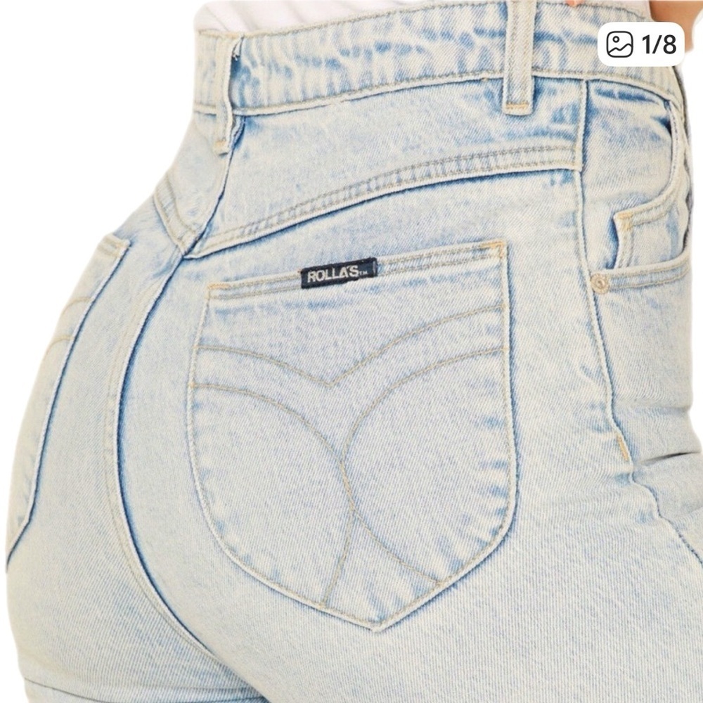 ROLLA'S  Dusters High Rise Slim Straight Leg Jeans in Light Distressed Wash 26
